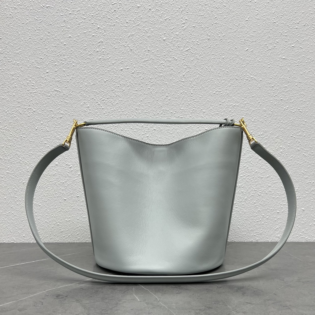 Celine Bucket 16 Smooth Calfskin Handbag Shoulder Bag Light Grey 195573